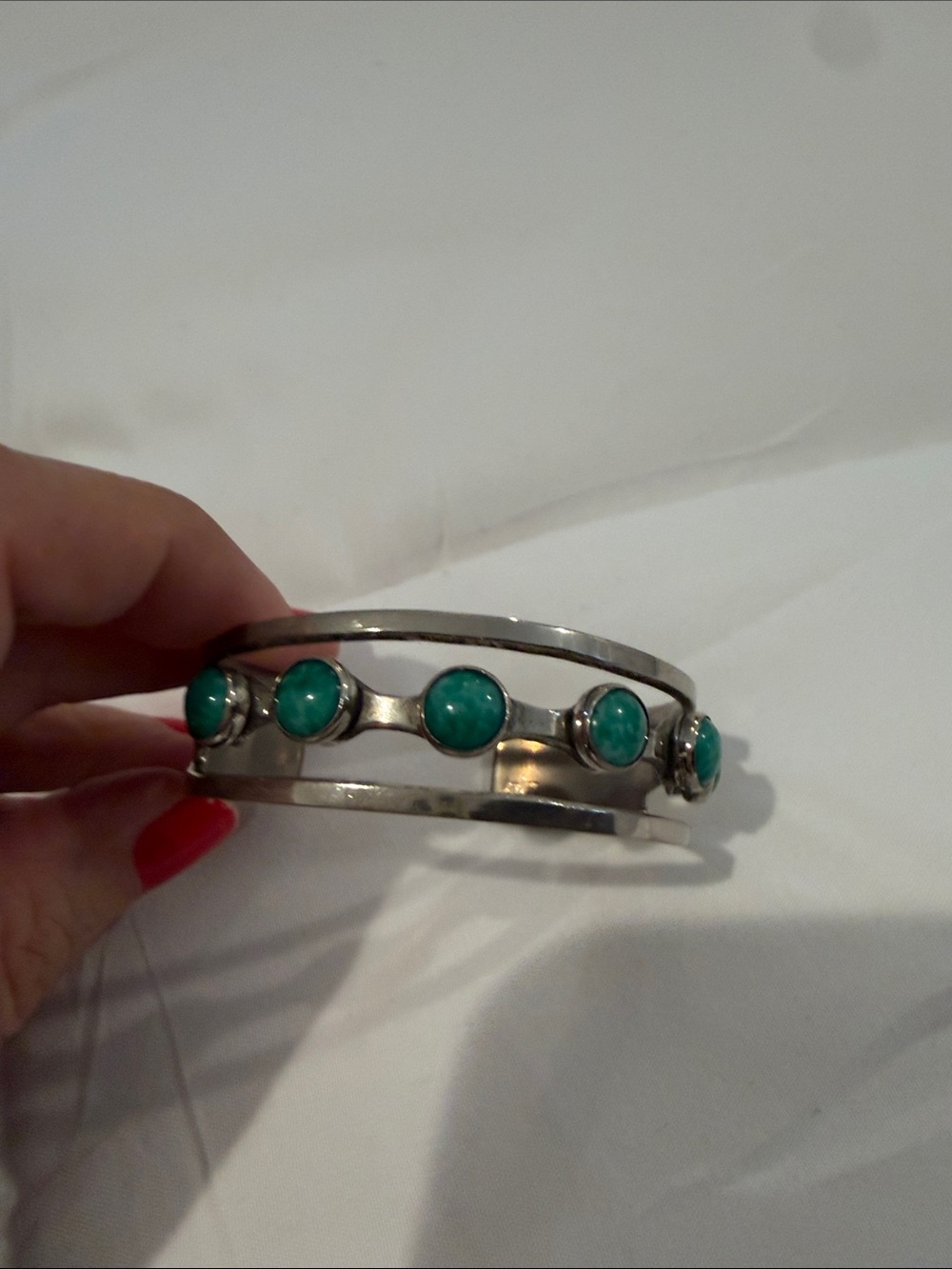 Vintage Turquoise Stone sterling Silver Cuff Bracelet - Women's Jewelry
